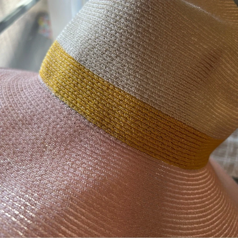 Eugenia Kim colorblock hemp Sun hat, adjustable size, sand/pink, NWOT - Picture 7 of 10